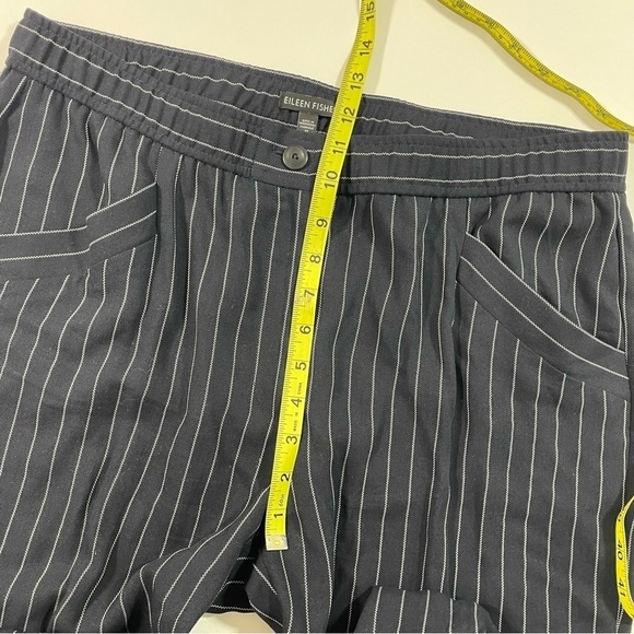 Eileen Fisher Wide Leg Crop Dress Pants Blue Pinstripe - Picture 6 of 9